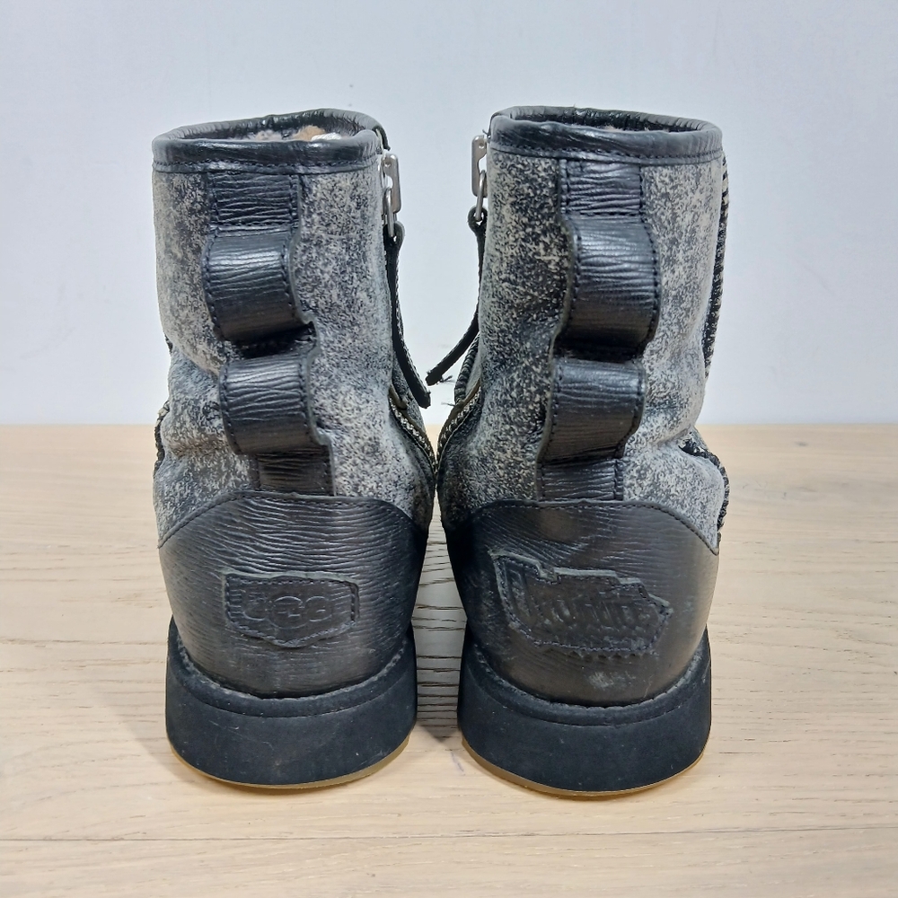 Ugg Platform Metallic Gray Shearling Lined Ankle … - image 7